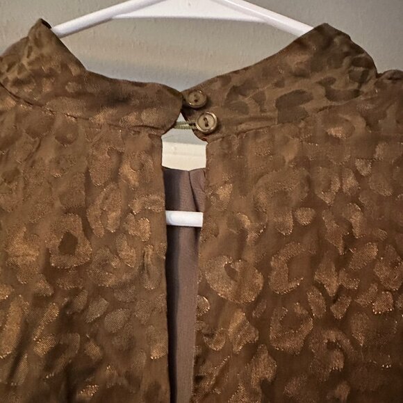 Joy Joy Olive Jacquard Leopard Smocked Waist Mini Dress Size Small NWOT - Picture 5 of 9